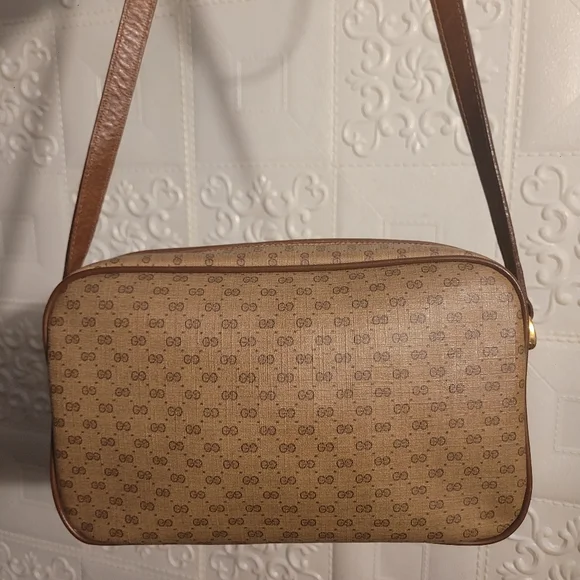 Gucci Micro Gg Interlocking Supreme Canvas Camel Leather CrossBody Bag AUTHENTIC - Picture 7 of 16